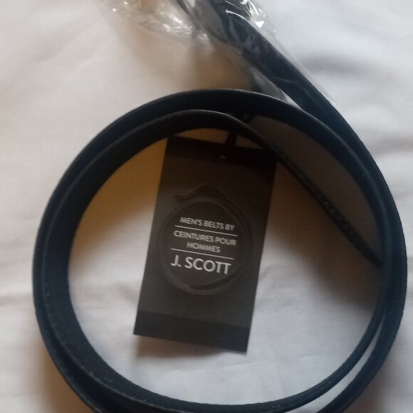 J. Scott Black Genuine Leather Men Belt Size 40-42, 1.25" Width, New With Tags - Picture 4 of 5